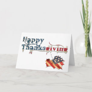 happy thanksgiving (fall flagga) helgkort