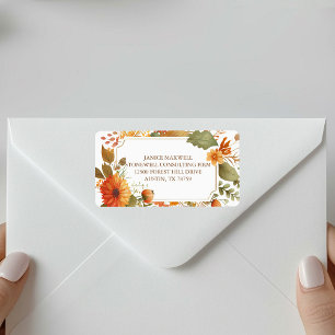 Happy thanksgiving Fall Flowers Anpassningsbar Bus Adressetikett