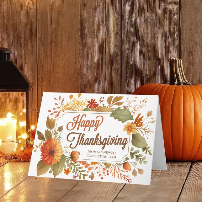 Happy thanksgiving Fall Flowers Anpassningsbar Bus Kort (Skapare uppladdad)