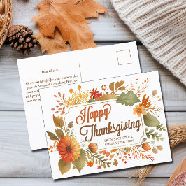 Happy thanksgiving Fall Flowers Anpassningsbar Bus Vykort