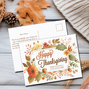 Happy thanksgiving Fall Flowers Anpassningsbar Bus Vykort