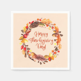 Happy thanksgiving Fall Foliage Utandning Party De Pappersservett