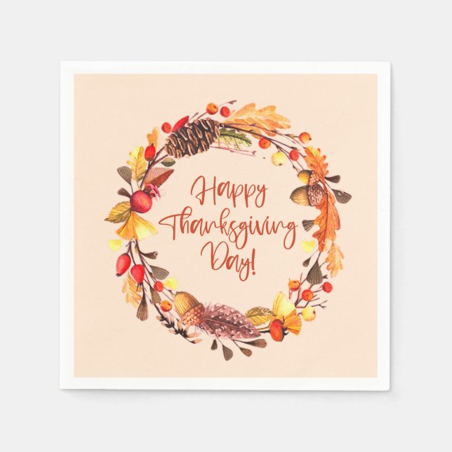 Happy thanksgiving Fall Foliage Utandning Party De Pappersservett (Framsidan)