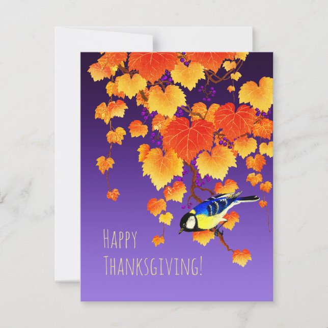 Happy thanksgiving Fall Grape Vine Underbar Tit Bi Julkort (Framsida)