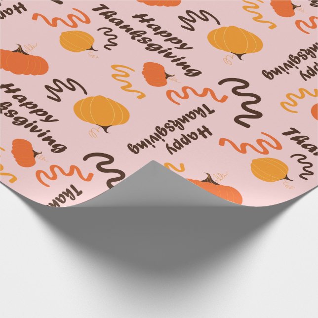 Happy thanksgiving Fall Harvest Pumpkin Seamless Presentpapper (Hörn)