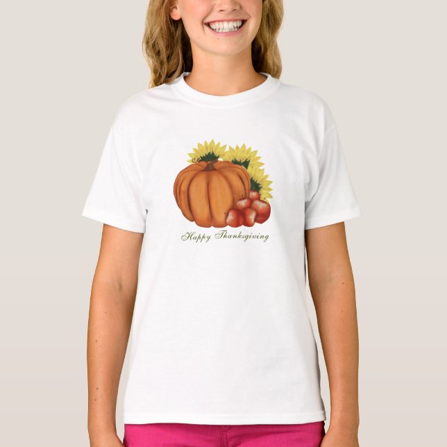 Happy thanksgiving Fall Harvest Pumpkin T Shirt (Framsida)