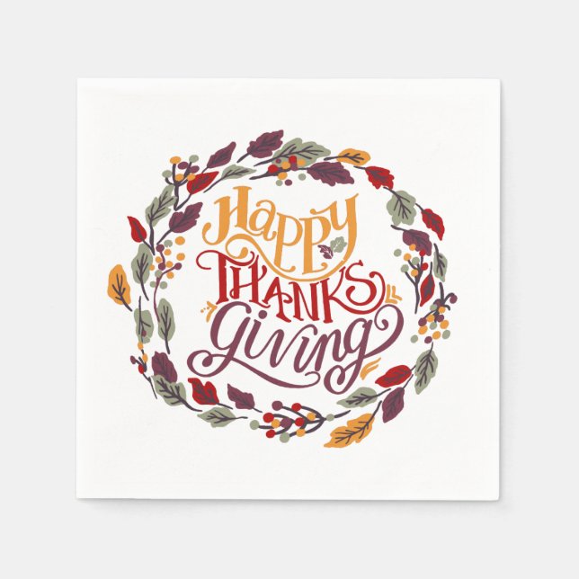 Happy thanksgiving Fall Höst löv Utandning Pappersservett (Framsidan)