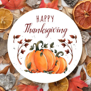 Happy thanksgiving Fall Modern Round Sticker Runt Klistermärke