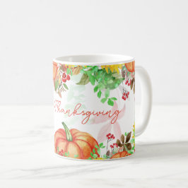 Happy thanksgiving Fall Pumpkin Blommigt Kaffemugg
