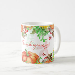 Happy thanksgiving Fall Pumpkin Blommigt Kaffemugg