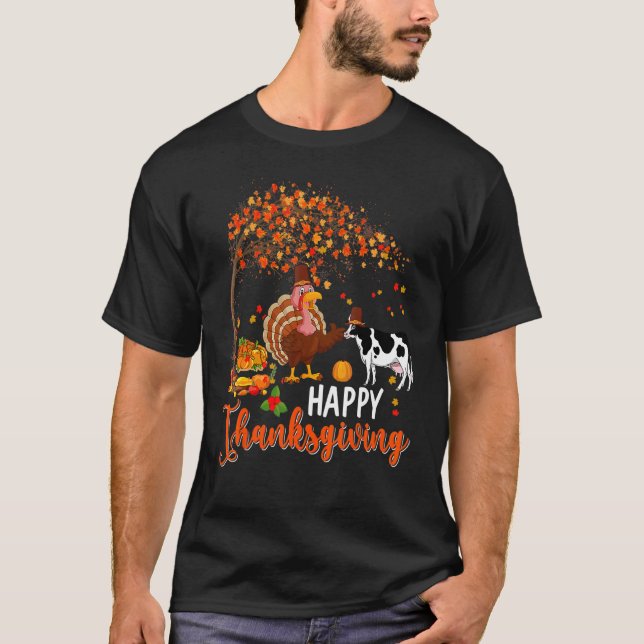 Happy thanksgiving Fall Träd Turkiet med kummel We T Shirt (Framsida)
