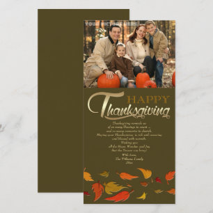 Happy thanksgiving. Fallande fotokort för Löv Julkort