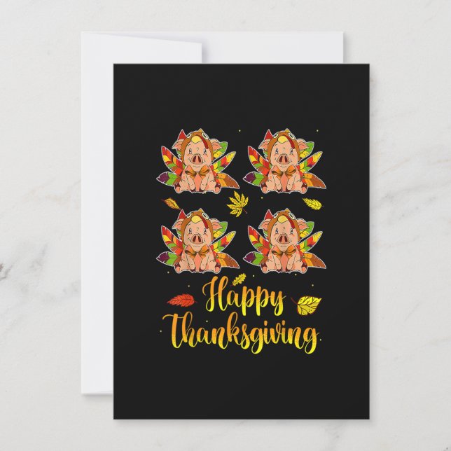Happy thanksgiving faller Turkiet med Gris Inbjudningar (Framsida)