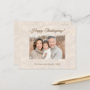Happy thanksgiving Family Photo Elegant Neutralt Helg Vykort