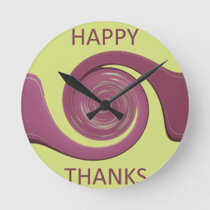 Happy thanksgiving-Fantastisk-textdesign Rund Klocka