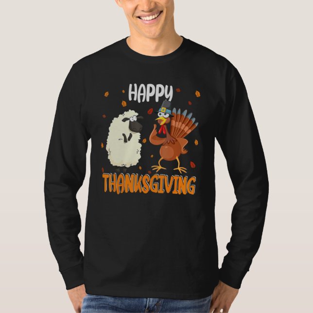 Happy thanksgiving får och Turkiet matchande frien T Shirt (Framsida)