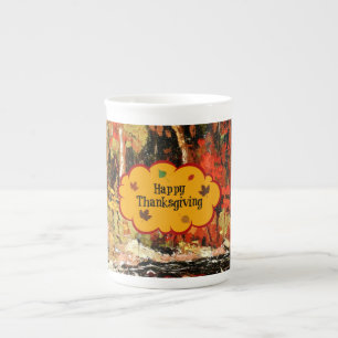 "Happy thanksgiving," Färg av hösten, Benporslin Mugg