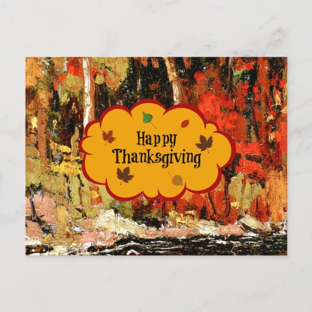 "Happy thanksgiving", Färg på hösten Helg Vykort (Framsida)