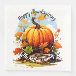 Happy thanksgiving färgad pumpa, redigerbar pappersservett