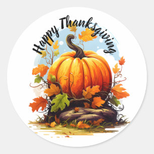 Happy thanksgiving färgad pumpa runt klistermärke