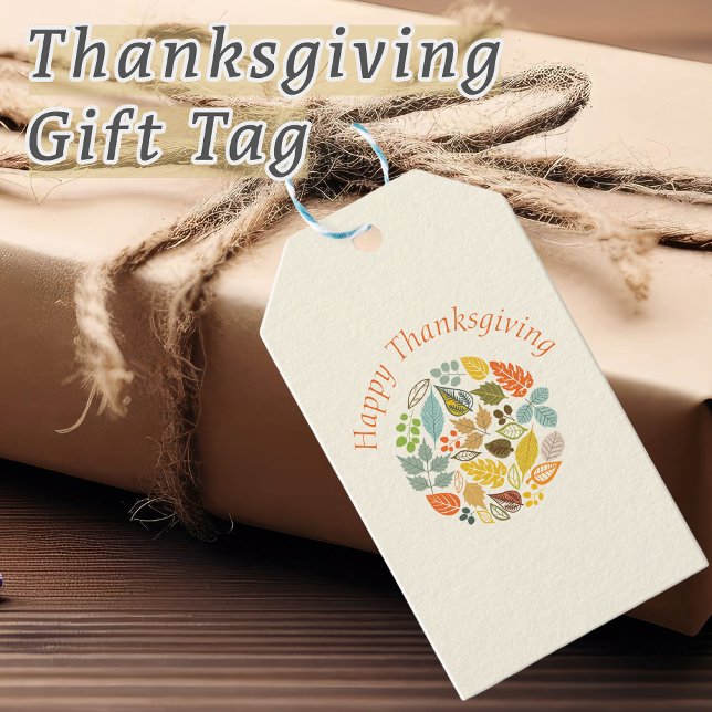Happy thanksgiving färgglad Höst löv Presentetikett (Happy Thanksgiving! Thanksgiving Gift Tag.)