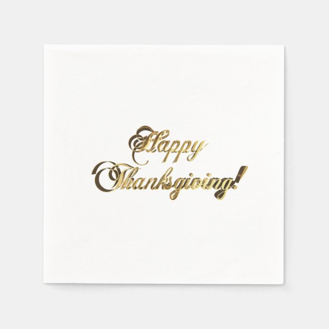 Happy thanksgiving Faux Gold Foil Typography Pappersservett (Framsidan)