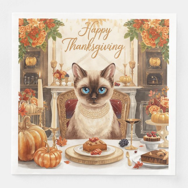 Happy Thanksgiving for Cat lovers Pappersservett (Framsida)