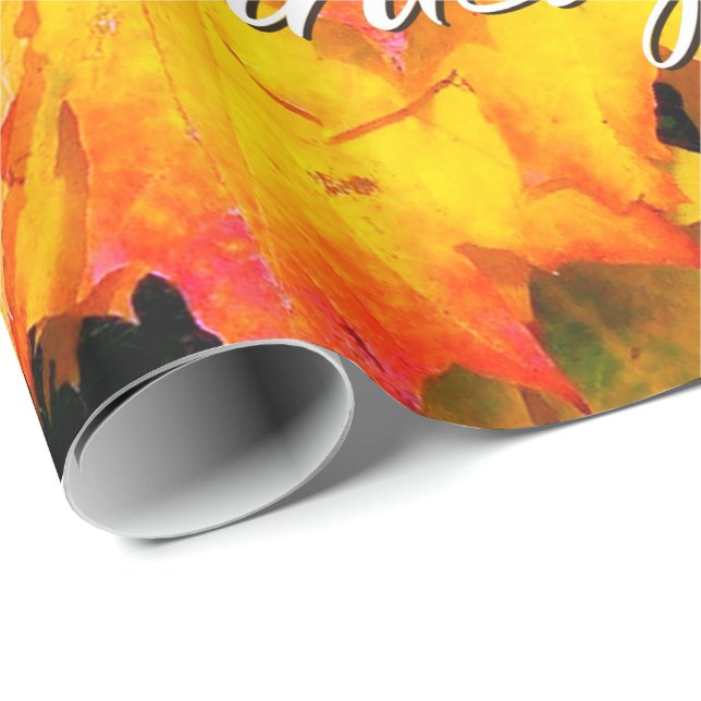 Happy thanksgiving för höst löv som 7 slår in presentpapper (Rullad Hörn)