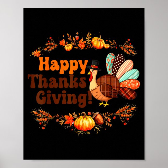Happy Thanksgiving For Turkey Day Family Dinner Me Poster (Framsidan)