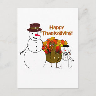 Happy thanksgiving från Snowy Pilgrims Helg Vykort