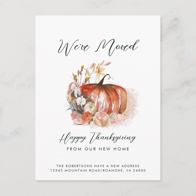 Happy thanksgiving från vår nya Flytta i hemmet Meddelande Vykort (Framsida)