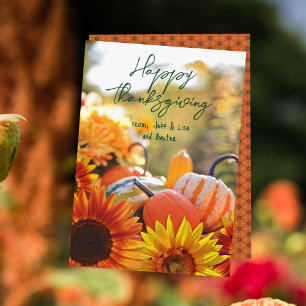 Happy thanksgiving Friends Solros Pumpkins Card Inbjudningar