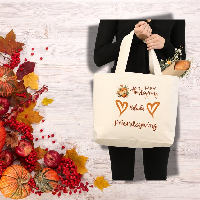 Happy thanksgiving, Friendsgiving Monogram | Jumbo Tygkasse (Skapare uppladdad)