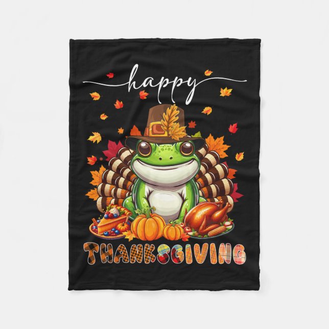 Happy thanksgiving Frog Costume Turkey Höst löv Fleecefilt (Framsidan)