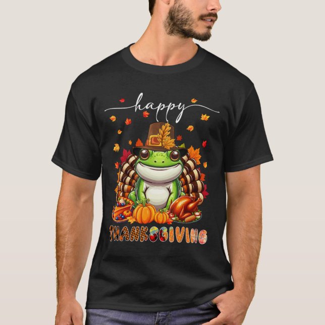 Happy thanksgiving Frog Costume Turkey Höst löv T Shirt (Framsida)