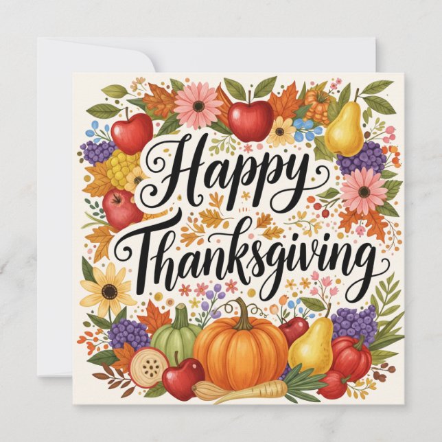 Happy thanksgiving frukt, grönsaksskörd julkort (Framsida)