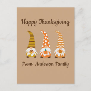 Happy thanksgiving Funny Gnomes Helgdag Card Helg Vykort