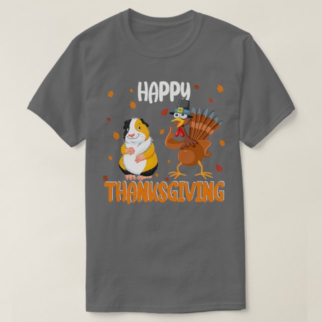 Happy thanksgiving Funny Guinea Gris T Shirt (Design framsida)