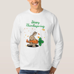 Happy thanksgiving Funny Rabbit Långärmad T Shirt