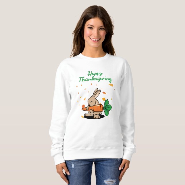 Happy thanksgiving Funny Rabbit T Shirt (Hel framsida)