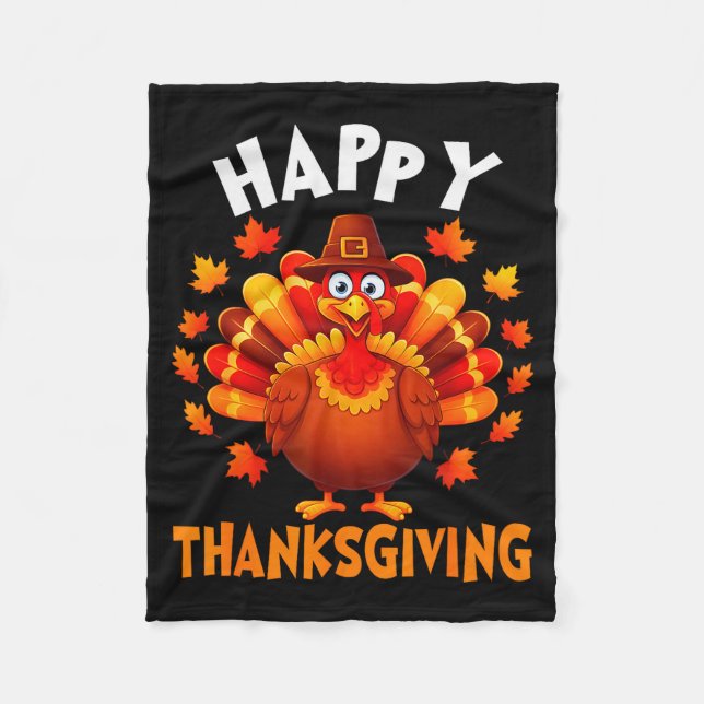 Happy Thanksgiving Funny Turkey Family Dinner Than Fleecefilt (Framsidan)