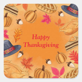 Happy thanksgiving fyrkantigt klistermärke