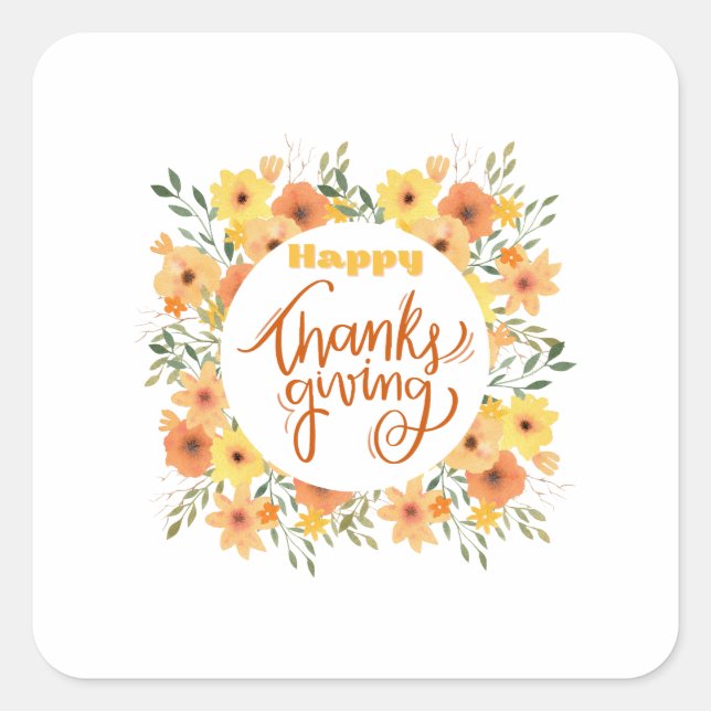 Happy thanksgiving fyrkantigt klistermärke (Framsida)