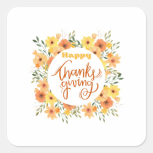 Happy thanksgiving fyrkantigt klistermärke