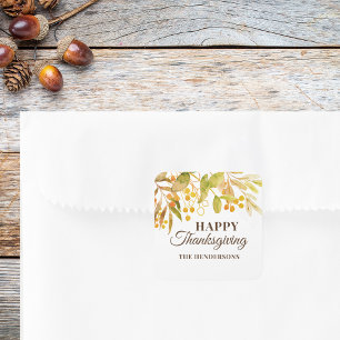Happy thanksgiving fyrkantigt klistermärke