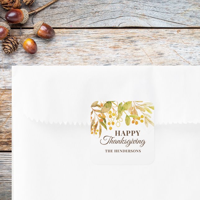 Happy thanksgiving fyrkantigt klistermärke (Skapare uppladdad)