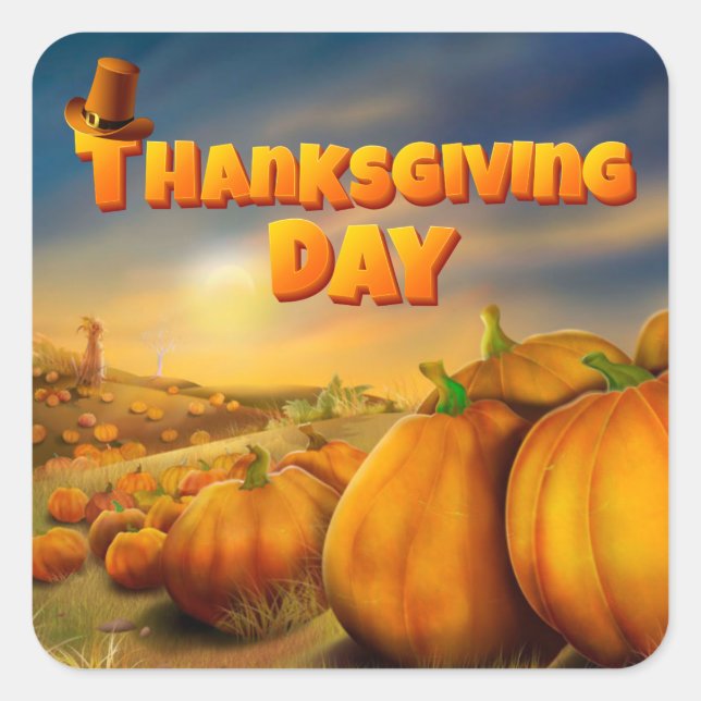 Happy thanksgiving fyrkantigt klistermärke (Framsida)