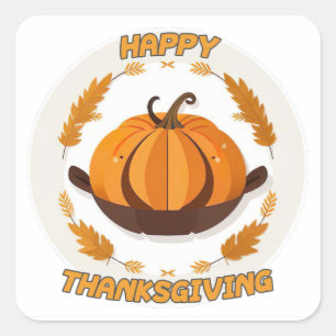 happy thanksgiving fyrkantigt klistermärke