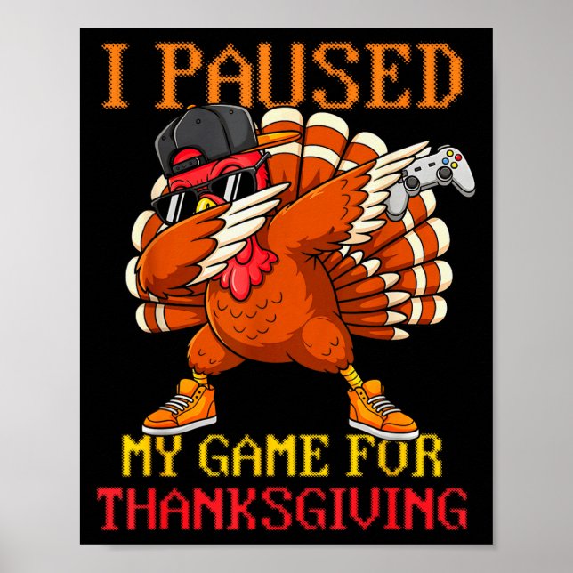 Happy Thanksgiving Gaming Fall Turkey Gamer Boys K Poster (Framsidan)