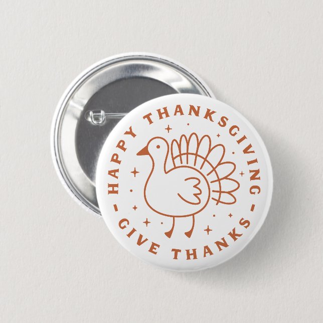 Happy thanksgiving ge tack för den söta kalkonen knapp (Framsida & baksida)